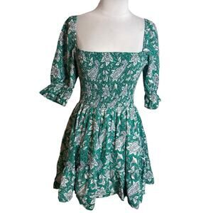 Perry Walker collective paisley floral smocked mini dress